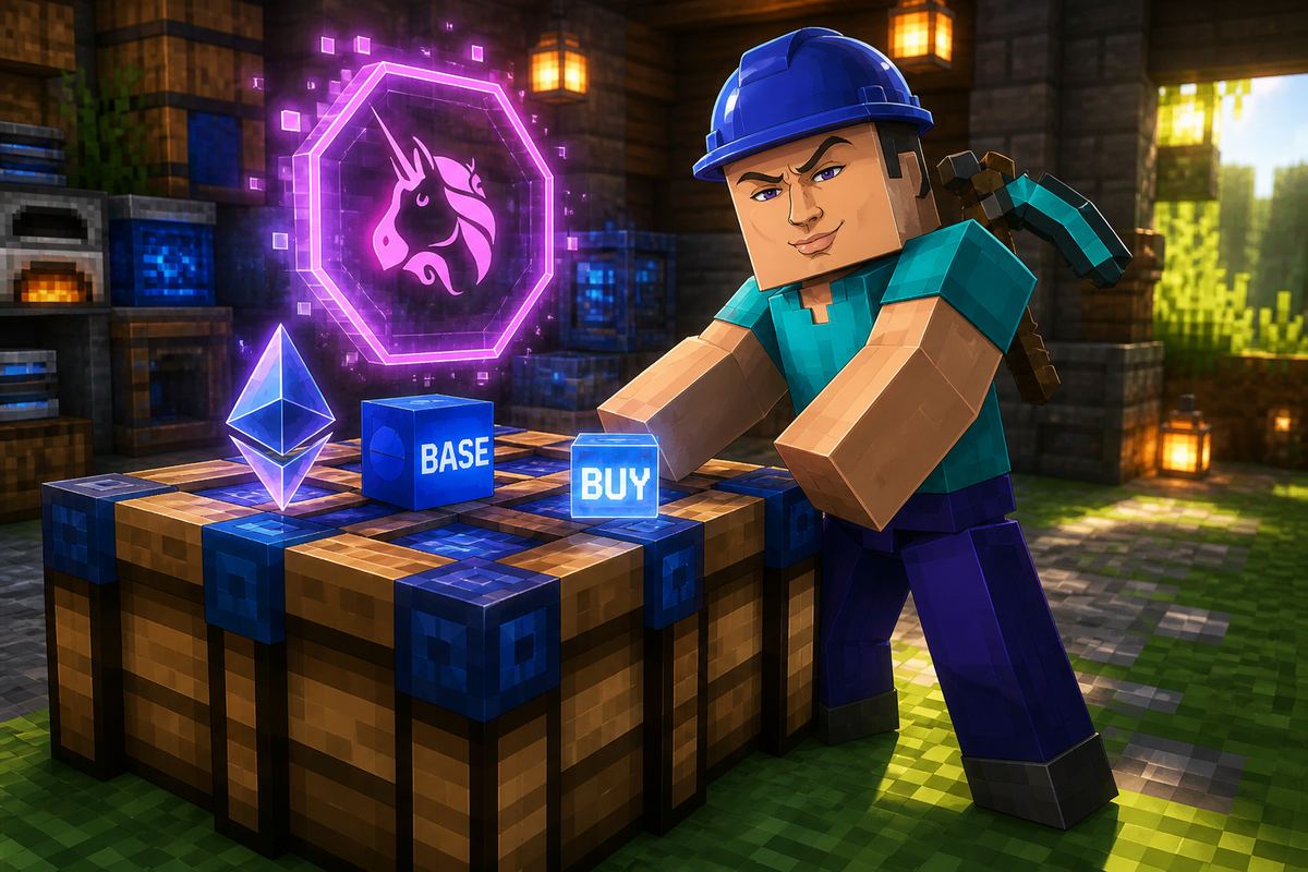 BaseChad at the crafting table buying BASE blocks